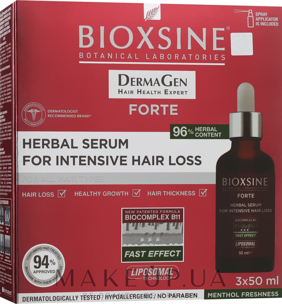 BIOXCINE Forte Herbal Serum For Intensive Hair Loss 3x50ml